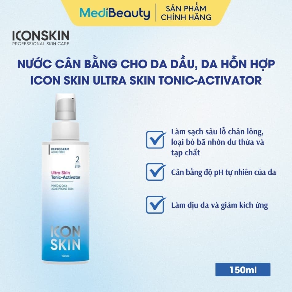Nước cân bằng cho da dầu, da hỗn hợp Icon Skin Ultra Skin Tonic-Activator