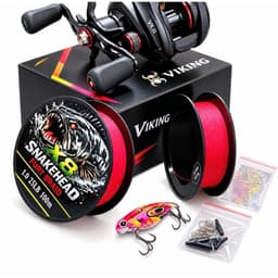Máy Ngang Viking  VK II & Dây PE Snakehead 100m Bảo hành 15 ngày  , Tặng kèm cá sắt Bướm , Phụ Kiện, Leader , 1