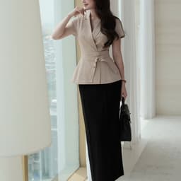 Áo Vest Tay Hến Kèm Đai Chất Bò Lụa Màu Be Thanh Lịch MACI MCAAVBE0400 Thời Trang Nữ Thiết Kế 6