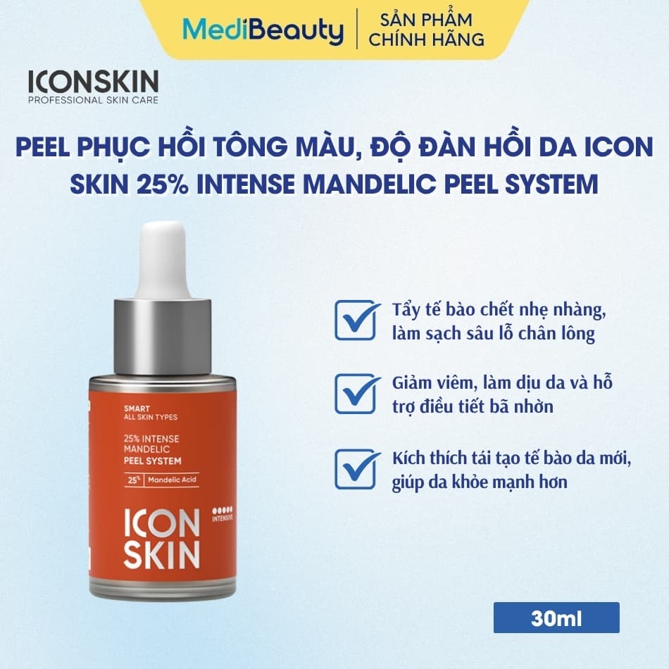 Peel phục hồi tông màu, độ đàn hồi da Icon Skin 25% Intense Mandelic Peel System