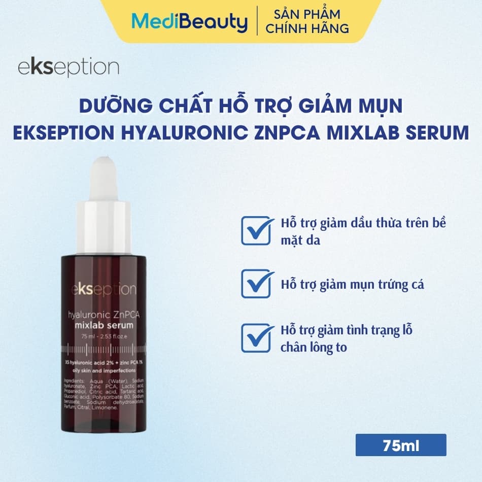 Tinh chất giảm dầu thừa hỗ trợ giảm mụn Ekseption Hyaluronic ZnPCA mixlab serum