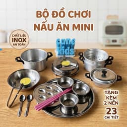 Đồ chơi nấu ăn bằng nhôm 28 chi tiết, bộ nồi bếp mini bằng nhôm cho bé tập nấu ăn Smart Baby 1