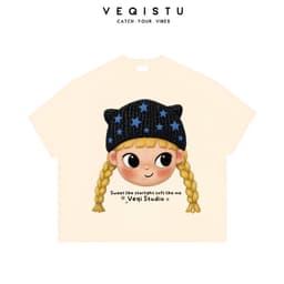 Áo Thun BOXY Local Brand VEQISTU "Cartoon Girl" Áo Thun Boxy Form Rộng Unisex  250Gsm  Cotton 2
