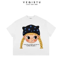 Áo Thun BOXY Local Brand VEQISTU "Cartoon Girl" Áo Thun Boxy Form Rộng Unisex  250Gsm  Cotton 4