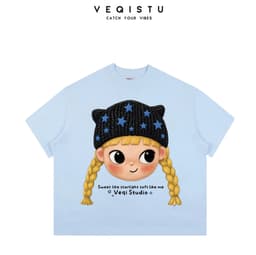 Áo Thun BOXY Local Brand VEQISTU "Cartoon Girl" Áo Thun Boxy Form Rộng Unisex  250Gsm  Cotton 3