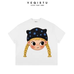 Áo Thun BOXY Local Brand VEQISTU "Cartoon Girl" Áo Thun Boxy Form Rộng Unisex  250Gsm  Cotton 8