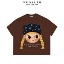 Áo Thun BOXY Local Brand VEQISTU "Cartoon Girl" Áo Thun Boxy Form Rộng Unisex  250Gsm  Cotton 5