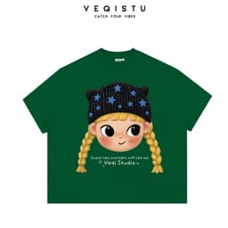 Áo Thun BOXY Local Brand VEQISTU "Cartoon Girl" Áo Thun Boxy Form Rộng Unisex  250Gsm  Cotton 6