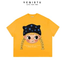 Áo Thun BOXY Local Brand VEQISTU "Cartoon Girl" Áo Thun Boxy Form Rộng Unisex  250Gsm  Cotton 7