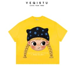 Áo Thun BOXY Local Brand VEQISTU "Cartoon Girl" Áo Thun Boxy Form Rộng Unisex  250Gsm  Cotton 9