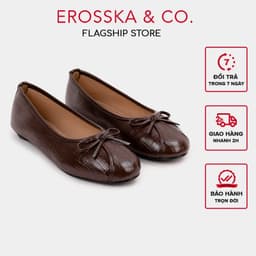[EROSSKA] - Giày búp bê nữ mũi vuông phối nơ bản nhỏ thanh lịch phong cách balletcore dễ phối đồ - EL144 1