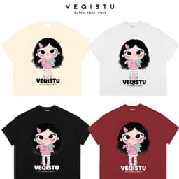 Áo Thun BOXY Local Brand VEQISTU "Cute Doll Chibi" Áo Thun Boxy Form Rộng Unisex  250Gsm Cotton 1