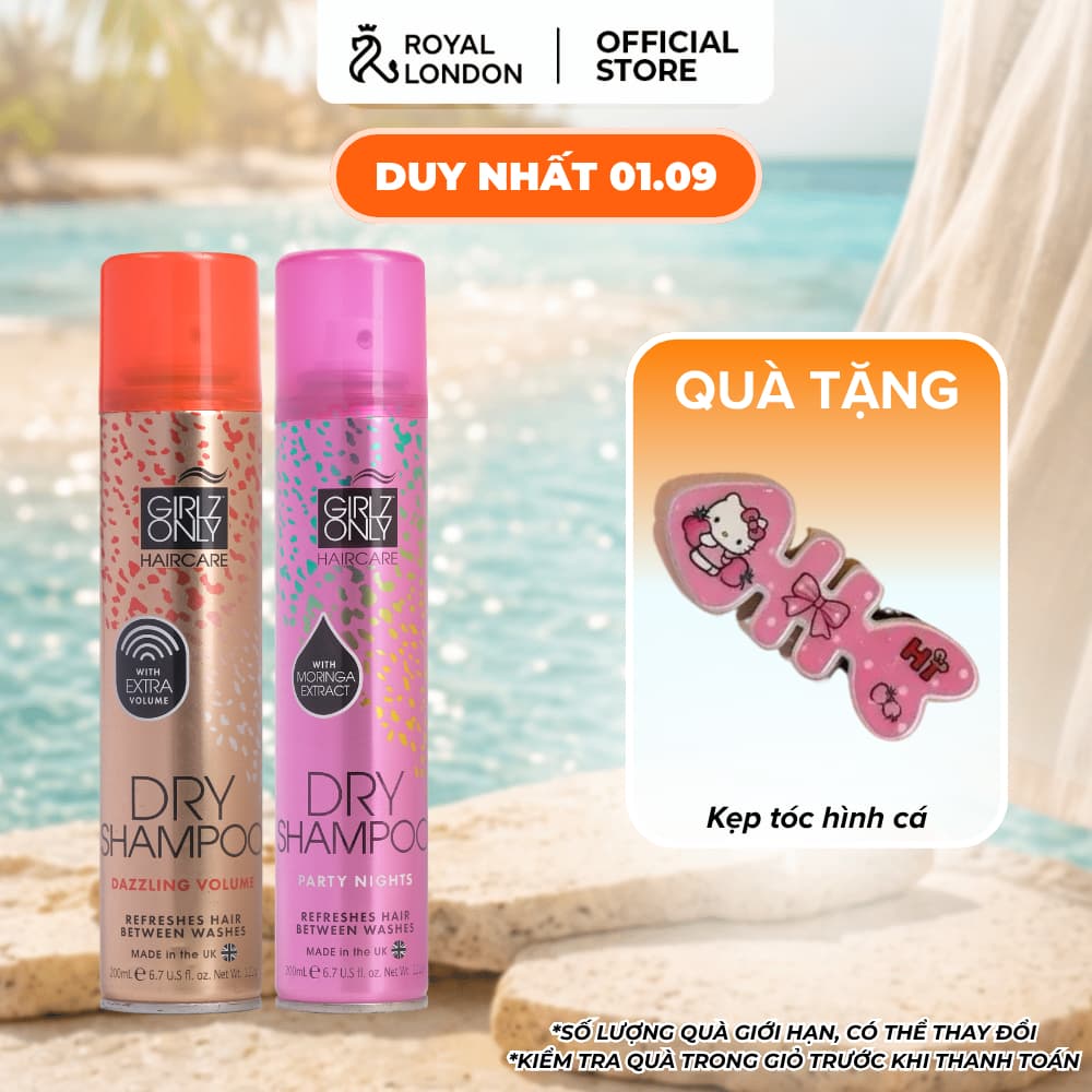 Combo 2 Dầu Gội Khô Dry Shampoo Girlz Only 200ml x 2, lưu hương dài lâu, phồng tóc gấp đôi chỉ sau 10s