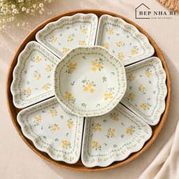 ️[ BepNhaRi ] BỘ BÁT MẶT TRỜI 45cm - Thắp Hương Gia tiên Họa tiết Hoa Cúc Vàng – SẮC VÀNG RỰC RỠ CHO MÂM CƠM 5