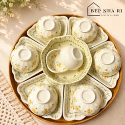 ️[ BepNhaRi ] BỘ BÁT MẶT TRỜI 45cm - Thắp Hương Gia tiên Họa tiết Hoa Cúc Vàng – SẮC VÀNG RỰC RỠ CHO MÂM CƠM 3