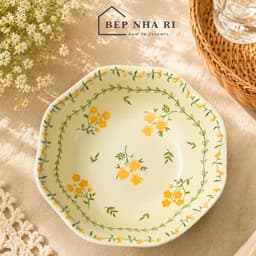 ️[ BepNhaRi ] BỘ BÁT MẶT TRỜI 45cm - Thắp Hương Gia tiên Họa tiết Hoa Cúc Vàng – SẮC VÀNG RỰC RỠ CHO MÂM CƠM 6