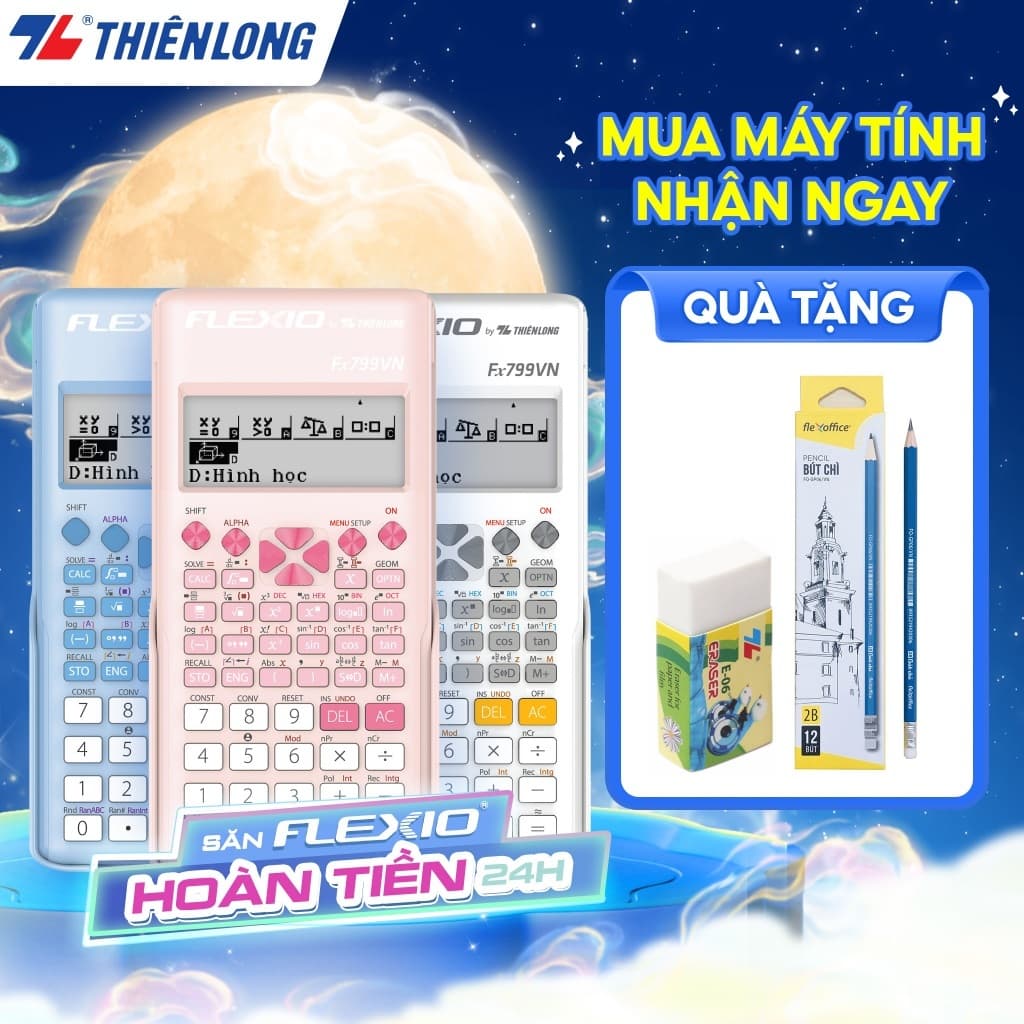 Máy tính khoa học Thiên Long Flexio Fx799VN - Máy tính học sinh, sinh viên, bảo hành 7 năm, được phép mang vào phòng thi
