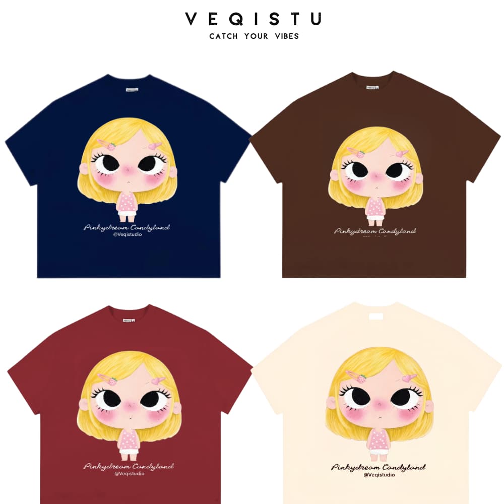 Áo  Thun BOXY Local Brand VEQISTU "Kawaii Girl" Áo Thun Boxy Form Rộng Unisex  250Gsm  Cotton
