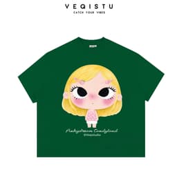 Áo  Thun BOXY Local Brand VEQISTU "Kawaii Girl" Áo Thun Boxy Form Rộng Unisex  250Gsm  Cotton 5