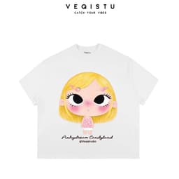 Áo  Thun BOXY Local Brand VEQISTU "Kawaii Girl" Áo Thun Boxy Form Rộng Unisex  250Gsm  Cotton 7