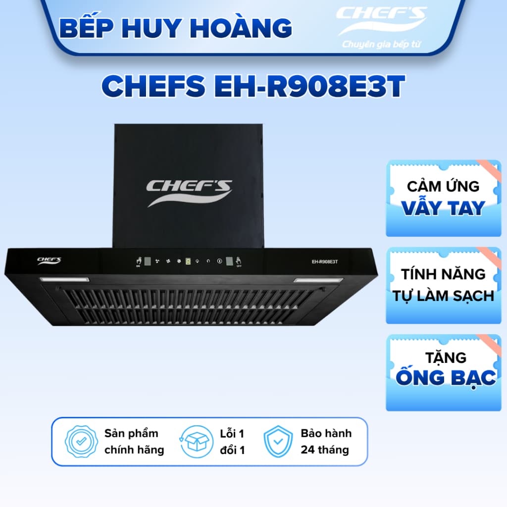 Máy hút mùi Chefs EH-R908E3T - công suất hút 1100m3/h, Bảo hành 3 năm , Đổi mới 15 ngày