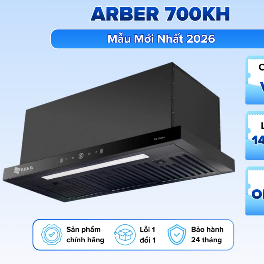 Máy Hút Mùi Nhà Bếp Arber 700KH | Thiết Kế Hiện Đại, Hút Siêu Êm | Công suất 1400m3/h