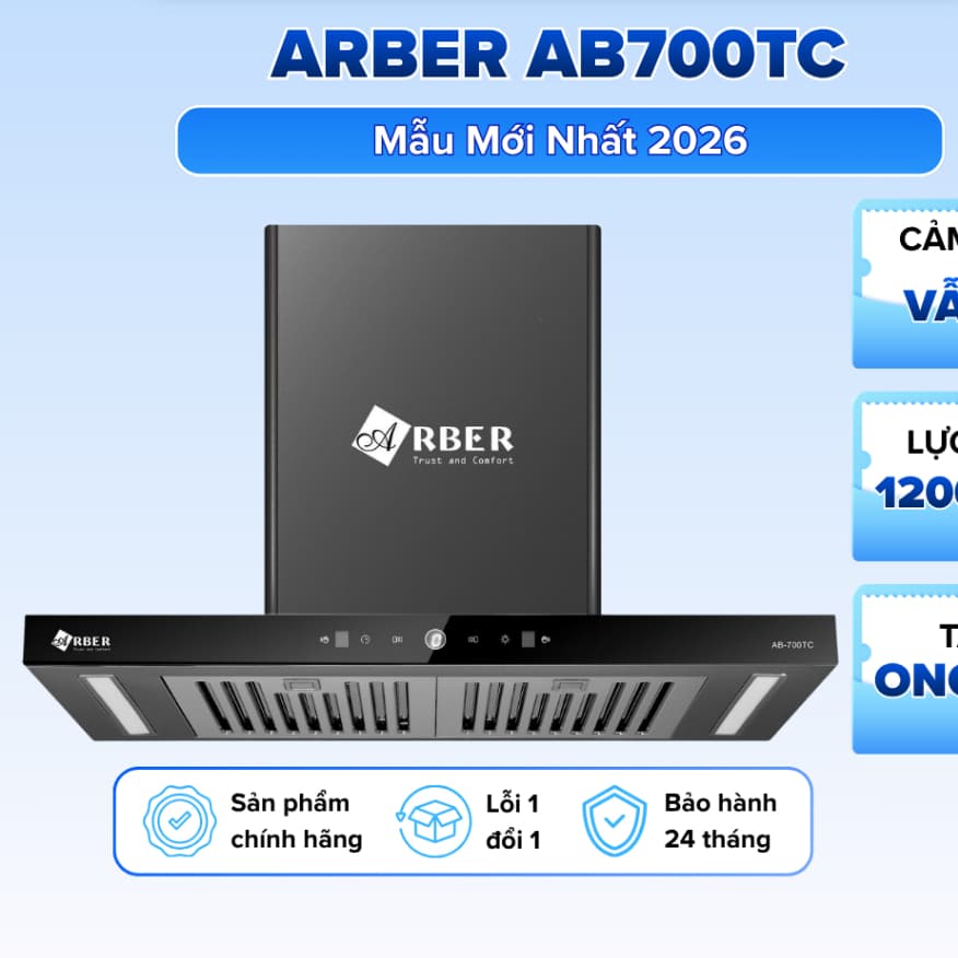 Hút mùi nhà bếp ARBER AB700TC 700TI | Cảm ứng,cảm biến vẫy tay, có chế độ boster | Hút Khỏe, Êm | Bảo hành chính hãng