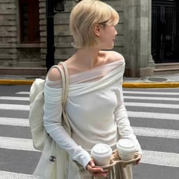 𝑨𝒏𝒏𝑺𝒕𝒖𝒅𝒊𝒐 /𝐄𝐍𝐄𝐍/ Áo Thun Trễ Vai Nữ Dài Tay Phối Lưới 10733 Nhún Vai Form Ôm Tôn Dáng Kiểu Hàn Quốc 8