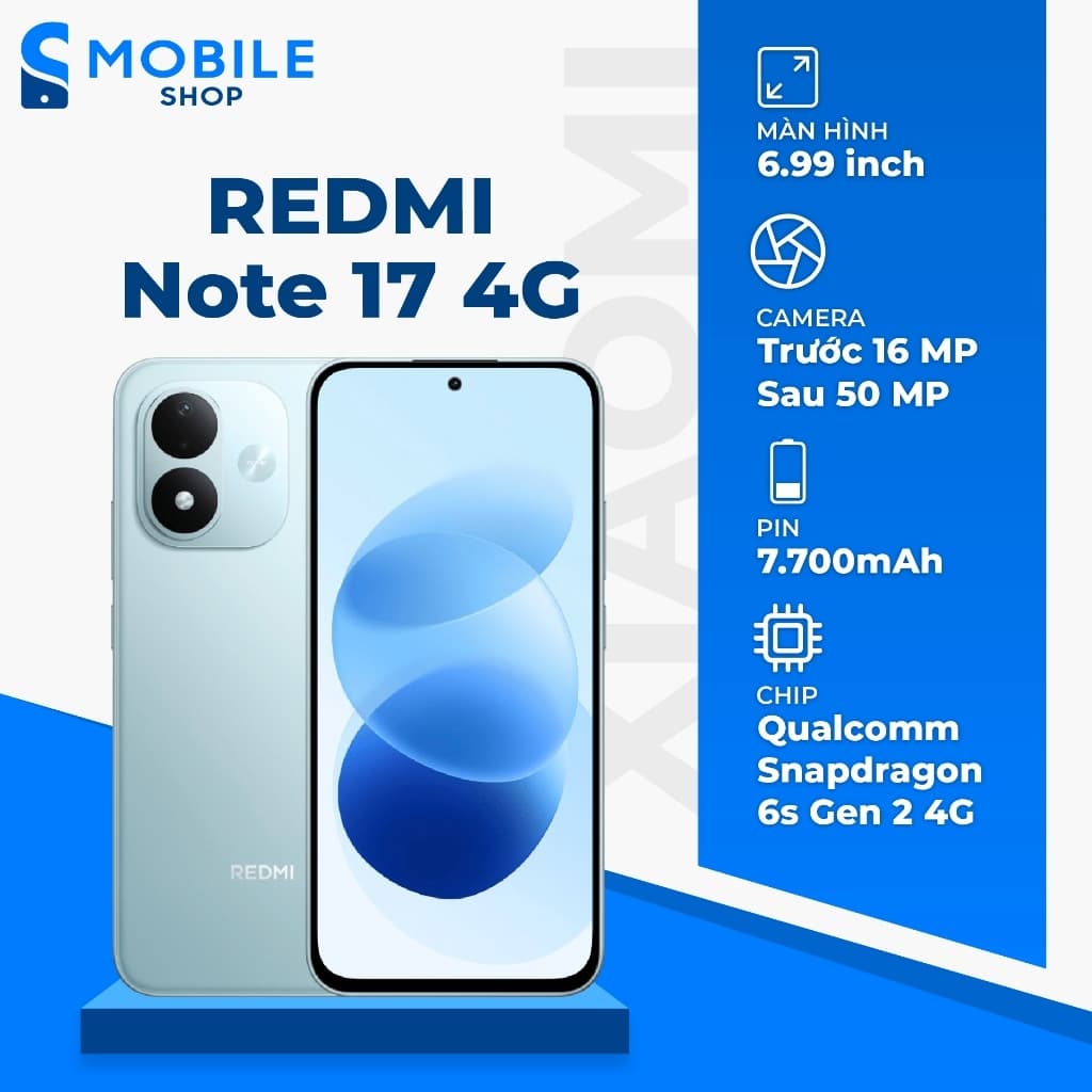 Điện thoại Xiaomi Redmi Note 17 (4G) 4GB 128GB Chính Hãng