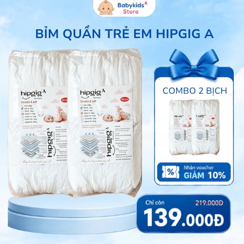 [Combo 50/100 Miếng] Bỉm Quần Trẻ Em Hipgig A Form Xuông Bản Nâng Cấp Thấm Hút Tốt, Mềm Mại Đủ Size S-/5XL HP