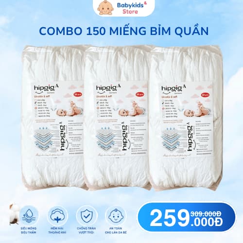 [Combo 150 Miếng] Bỉm Quần HIPGIG A Diaper Thấm Hút Tốt Đủ Size S-/5XL (Tem Mác Mới Chất Lượng Khổng Đổi)