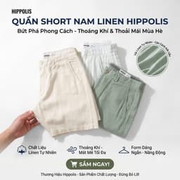Quần Short Nam Hippolis Linen Cao Cấp Vải Đũi Mát Nhẹ Form Suông Nam Tính 1