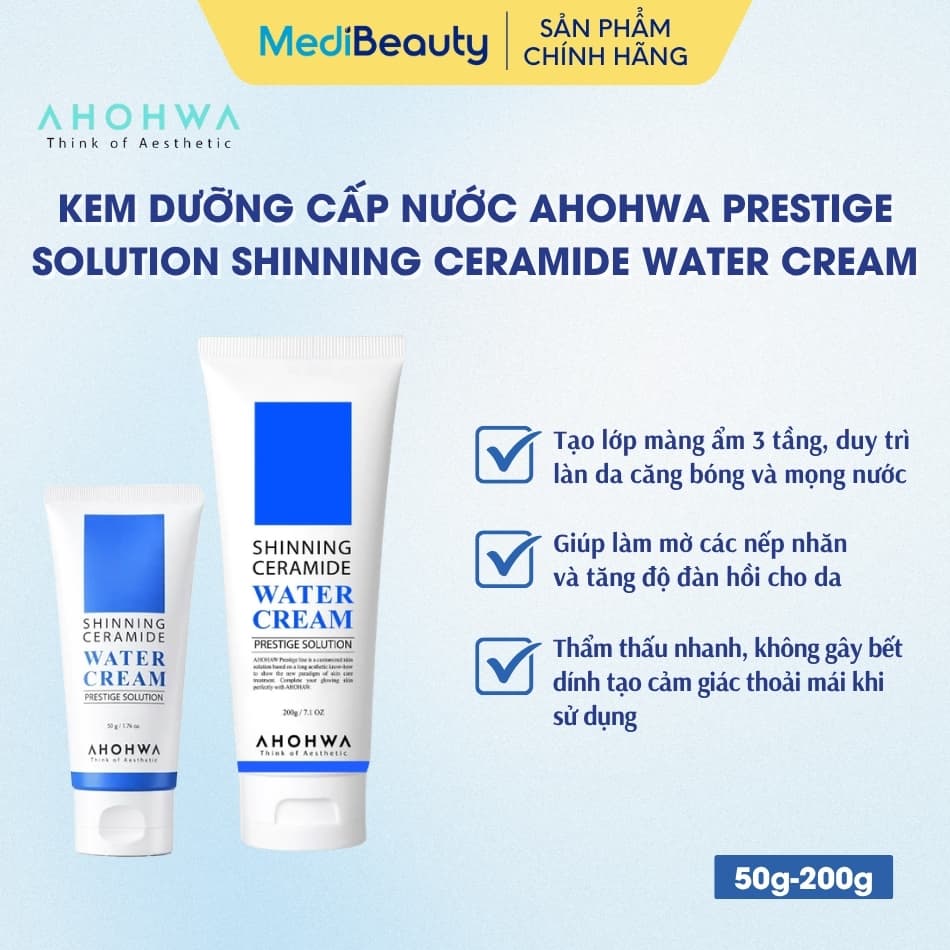 Kem dưỡng siêu cấp nước phục hồi hàng rào bảo vệ da Ahohwa Prestige Solution Shinning Ceramide Water Cream