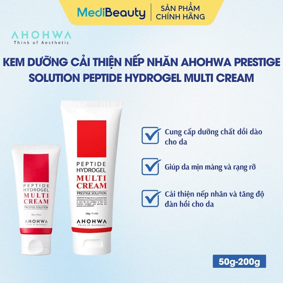 Kem dưỡng peptide phục hồi cải thiện nếp nhăn Ahohwa Prestige Solution Peptide Hydrogel Multi Cream