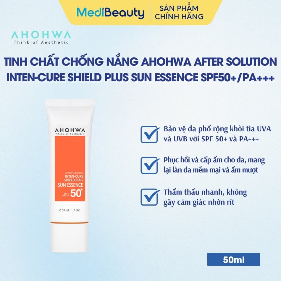 Tinh chất chống nắng vật lý lai hóa học Ahohwa After Solution Inten-Cure Shield Plus Sun Essence SPF50+/Pa+++