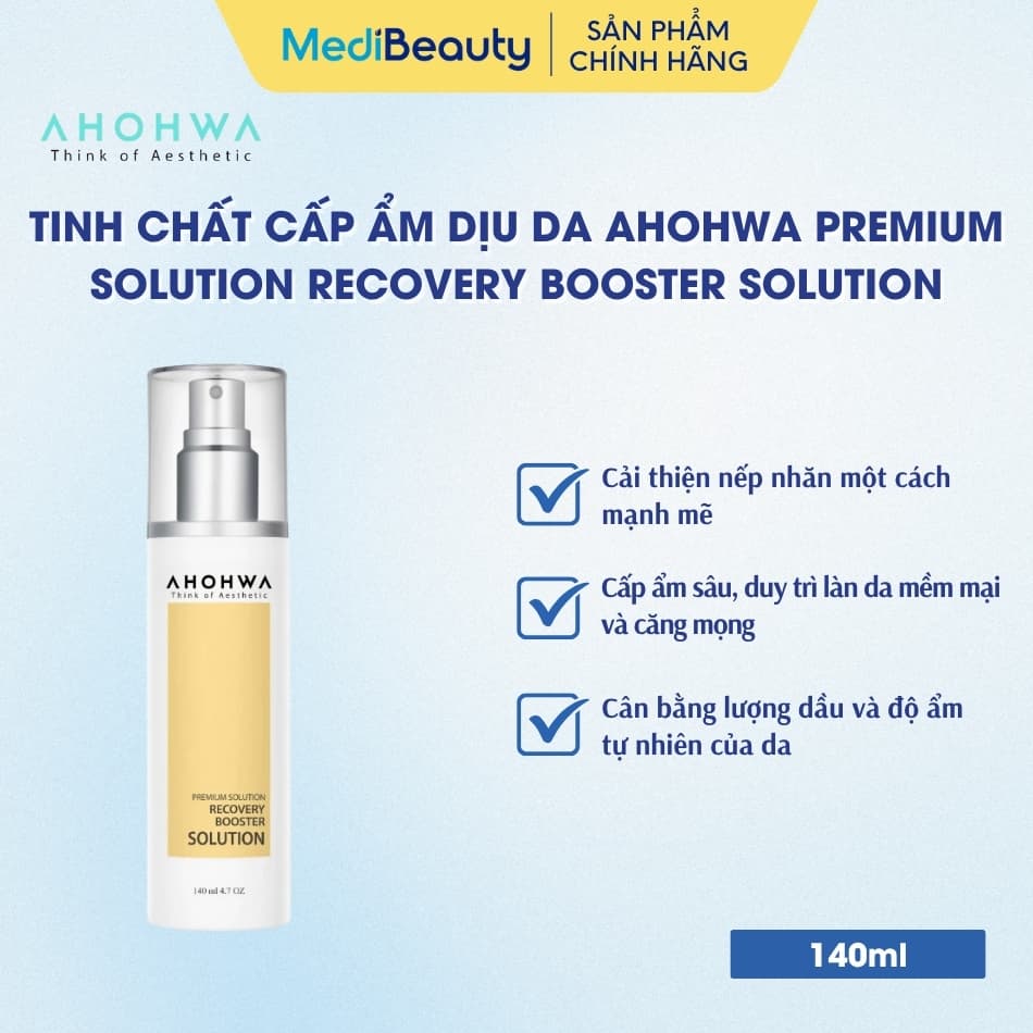 Tinh chất cấp ẩm làm dịu da tức thì Ahohwa Premium Solution Recovery Booster Solution