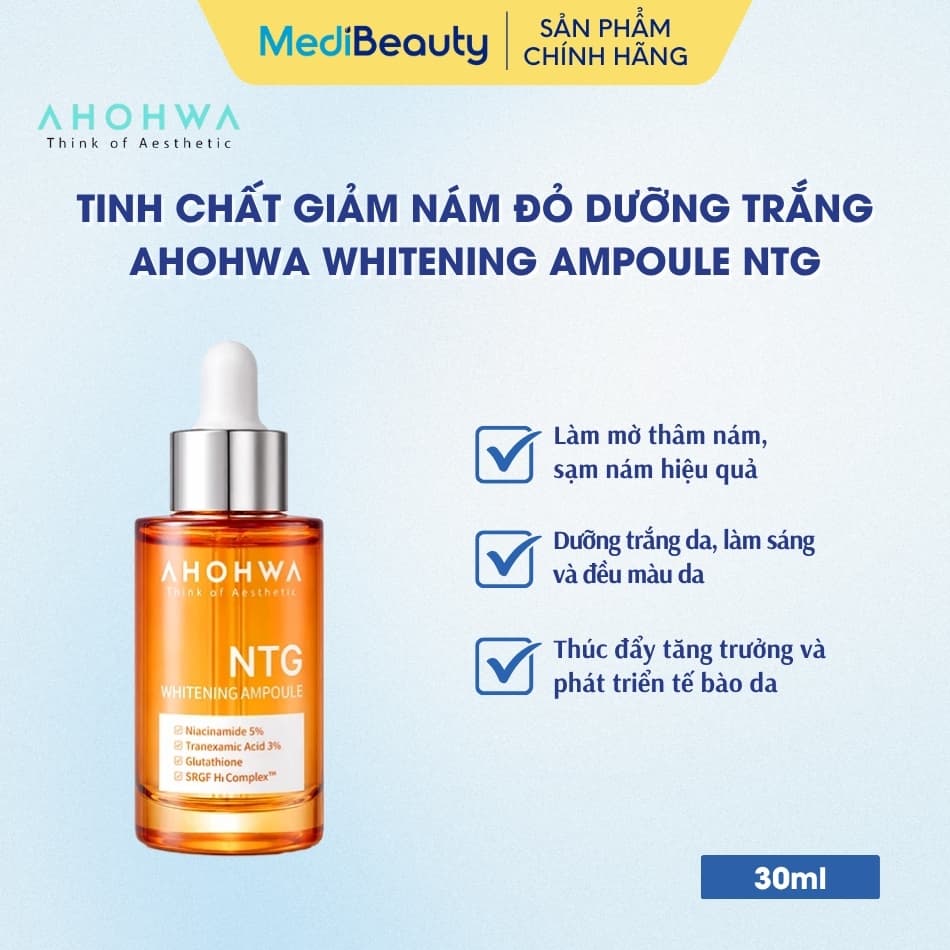 Tinh chất giảm nám đỏ dưỡng trắng kiểm soát tăng sắc tố Ahohwa Whitening Ampoule NTG