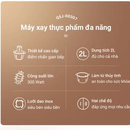 Máy Xay Thực Phẩm Bear QSJ-D03D7, 2Lit - 300W, 4 Lưỡi Dao Inox 2 Tốc Độ Xay Thịt Rau Củ Đa Năng 7