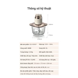 Máy Xay Thực Phẩm Bear QSJ-D03D7, 2Lit - 300W, 4 Lưỡi Dao Inox 2 Tốc Độ Xay Thịt Rau Củ Đa Năng 8