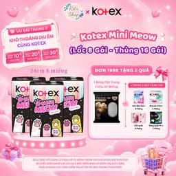 [LỐC 8 GÓI] Băng Vệ Sinh Kotex MiniMeow - Siêu Mỏng cánh 24cm 8 miếng 1