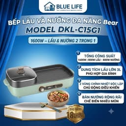 Bếp Nướng Lẩu Điện 3L Đa Năng 2in1 Bear DKL-C15G1 - Chính Hãng - BH 18 Tháng 1