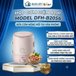 HỘP CƠM ĐIỆN CẦM TAY BEAR DFH-B20S6 2L 270W – 3 KHAY INOX 304, HẸN GIỜ, HÂM NÓNG & HẤP TRỨNG 1