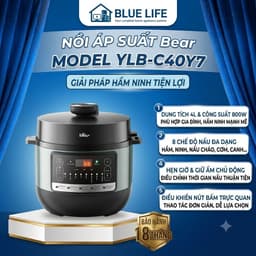 Nồi Áp Suất Bear YLB-C40Y7, 4Lit - 800W, 8 Chức Năng Hầm Ninh Nấu Cháo Giữ Ấm Hẹn Giờ, Hàng Chính Hãng 2