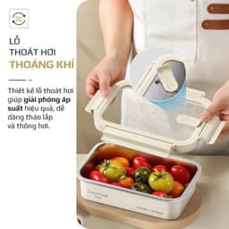 Bộ 4 Hộp Đựng Thực Phẩm Inox 304 OLIVO FreshLock Ivory Nắp AS Ko Chứa BPA An Toàn Chống Rò Rỉ 7