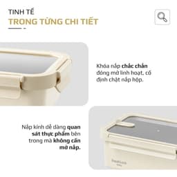 Bộ 4 Hộp Đựng Thực Phẩm Inox 304 OLIVO FreshLock Ivory Nắp AS Ko Chứa BPA An Toàn Chống Rò Rỉ 2
