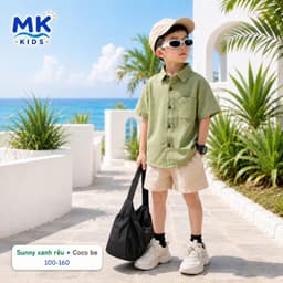 Quần Short Đũi Bé Trai Coco MK Kids Màu Be Lưng Thun Form Ngắn Trên Gối Mềm Mát Thoáng Khí Mùa Hè 2-10 Tuổi 5