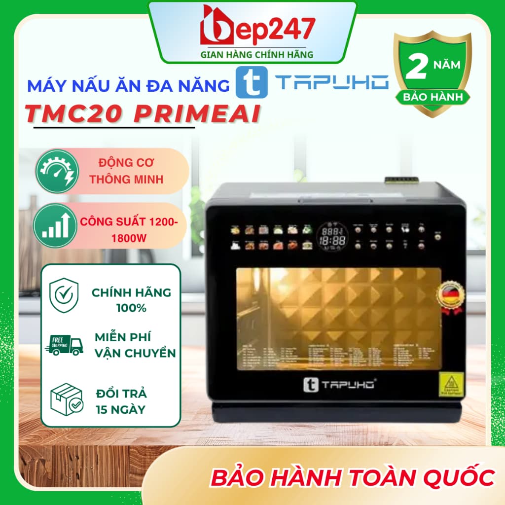 Máy Nấu Ăn Đa Năng TAPUHO TMC20 PrimeAI Elite 20L 5in1 hơn 80 Chương Trình Hấp Chiên Nướng Hầm Nấu Chậm