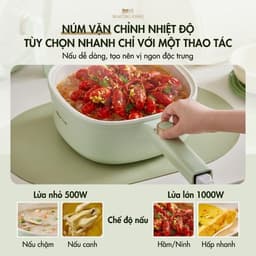 Nồi Điện Đa Năng Bear DRG-E30N2, 3Lit 2 Tầng, Lòng Men Gốm Nồi Lẩu Mini Nấu Xào Chiên Hấp Áp Chảo, Hàng Chính Hãng 5