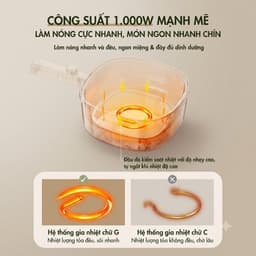 Nồi Điện Đa Năng Bear DRG-E30N2, 3Lit 2 Tầng, Lòng Men Gốm Nồi Lẩu Mini Nấu Xào Chiên Hấp Áp Chảo, Hàng Chính Hãng 4