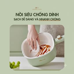 Nồi Điện Đa Năng Bear DRG-E30N2, 3Lit 2 Tầng, Lòng Men Gốm Nồi Lẩu Mini Nấu Xào Chiên Hấp Áp Chảo, Hàng Chính Hãng 6